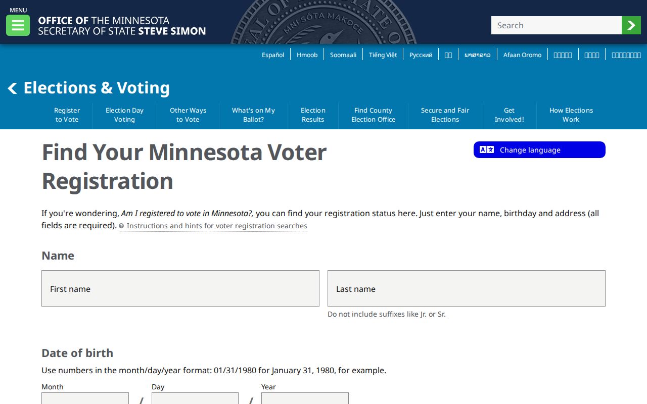 Shakopee residents directory Minnesota voter status form