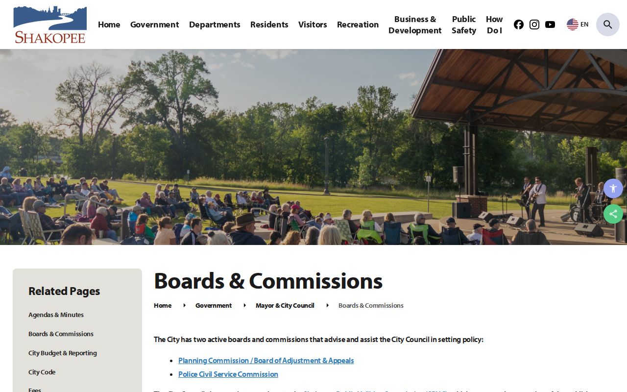 Shakopee neighbors civic context through the city boards and commissions page