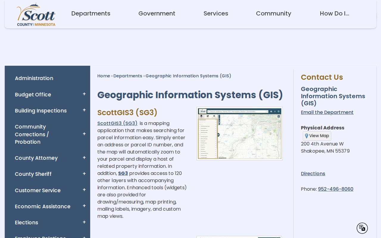 Shakopee neighbors parcel-map access through the Scott County GIS gateway
